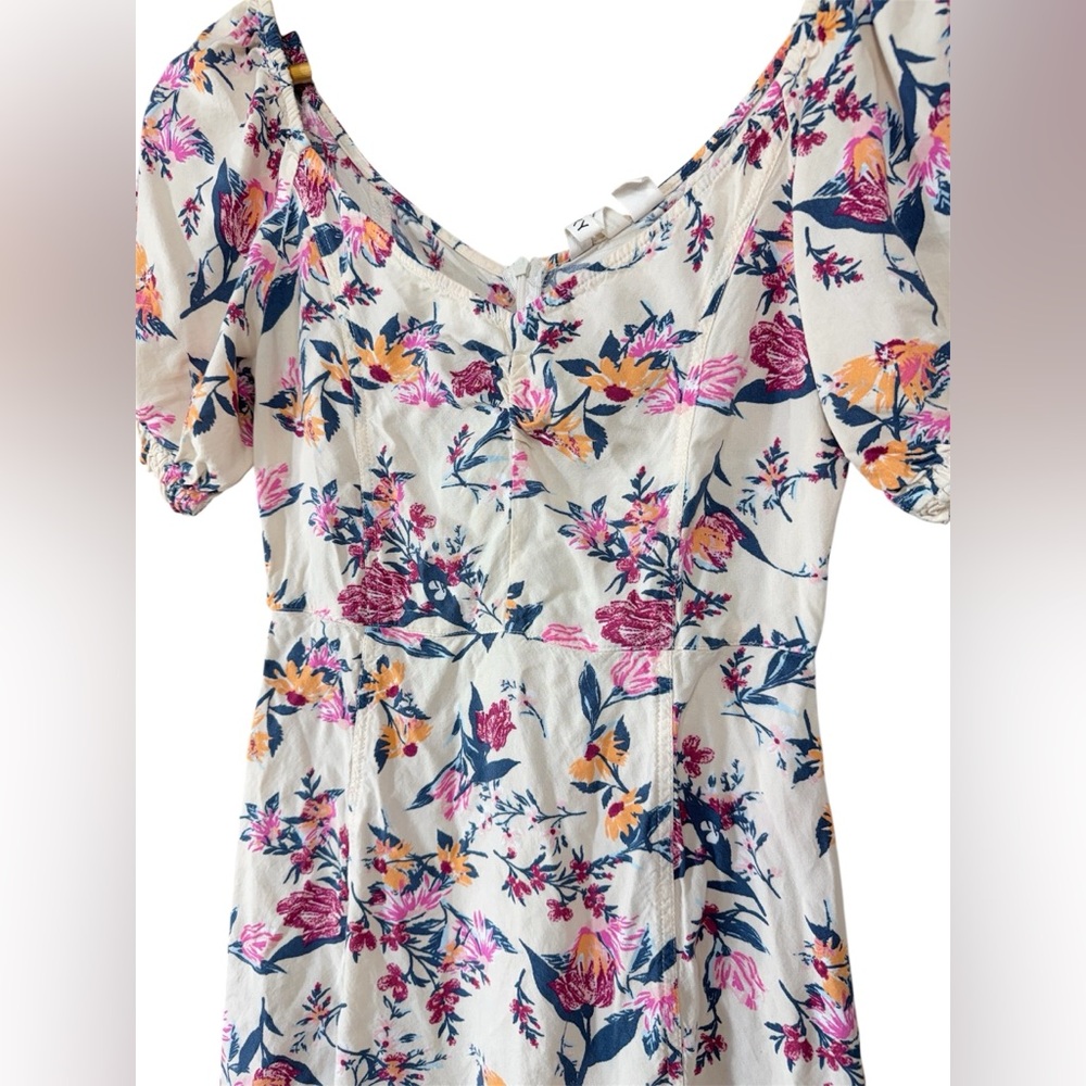 ROXY Tropical Floral Shimmy Shake Mini Dress Short Sleeve Women’s M - Picture 2 of 10